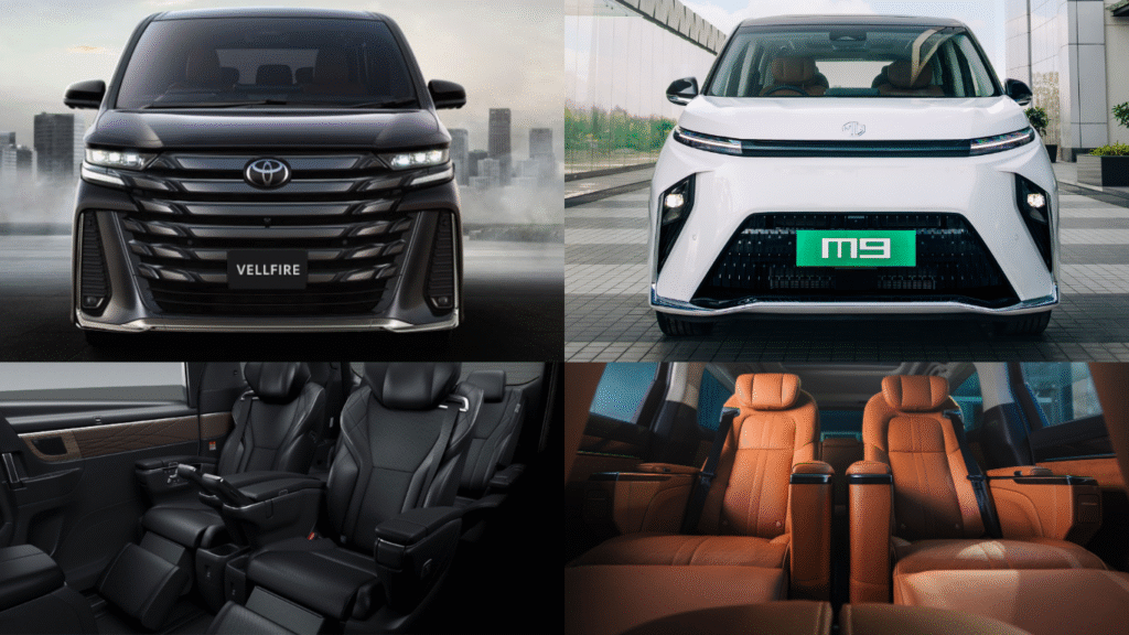 MG M9 और Toyota Vellfire की एक्सटीरियर और इंटीरियर डिज़ाइन की तुलना