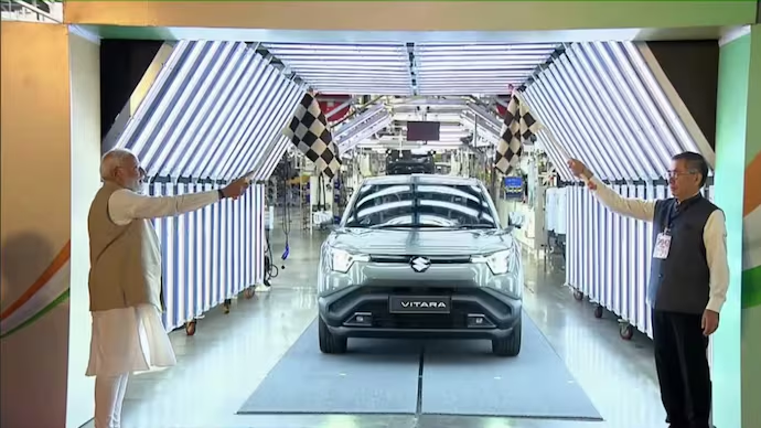 Maruti Suzuki e-Vitara production starts in Gujarat with PM Modi