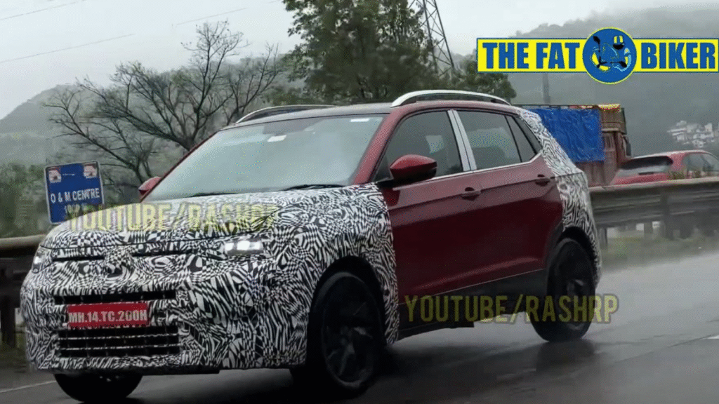 2025 Volkswagen Taigun Facelift स्पाई शॉट्स, नई SUV लेवल-2 ADAS फीचर्स के साथ