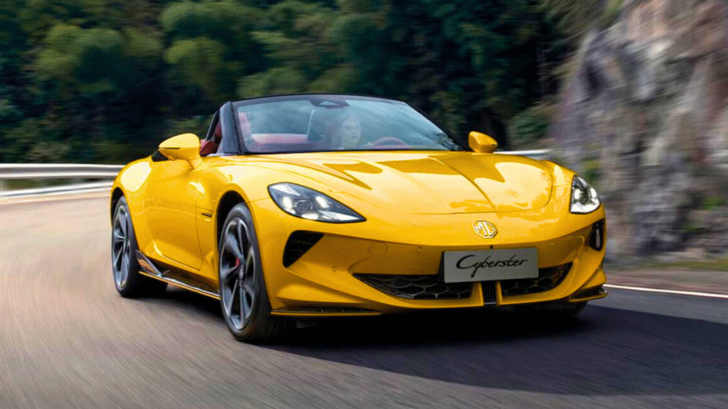 MG Cyberster Electric Sports Car India – Yellow Convertible EV with 580km Range