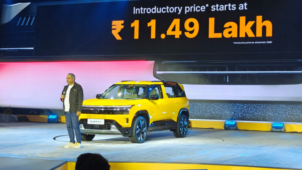 2025 Tata Sierra Launched Black Front Fascia With LED Lightbar