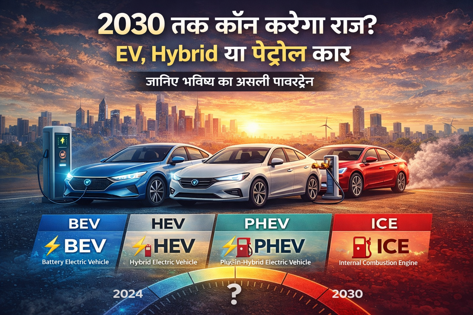 Comparison of BEV, PHEV, HEV and ICE powertrain technologies in modern cars