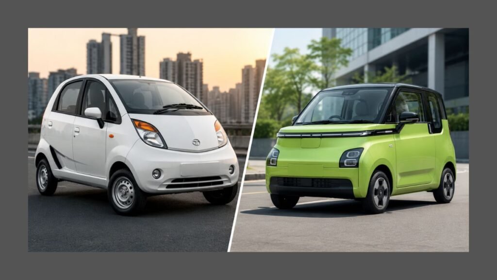 Tata Nano vs MG Comet EV marketing comparison showing why one failed and the other succeeded