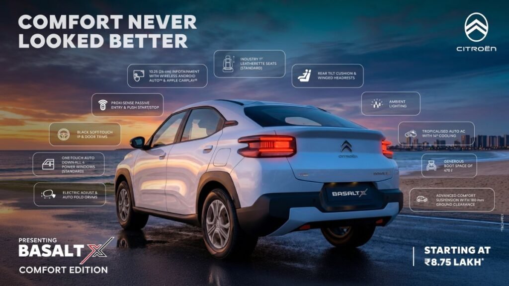 Citroen Basalt X Comfort Edition with Comfort AXS Pack launched in India