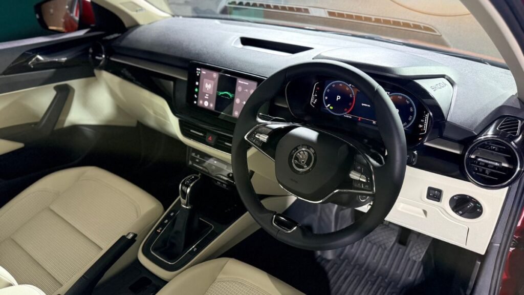 2026 Skoda Slavia Facelift interior dashboard with new touchscreen and digital display