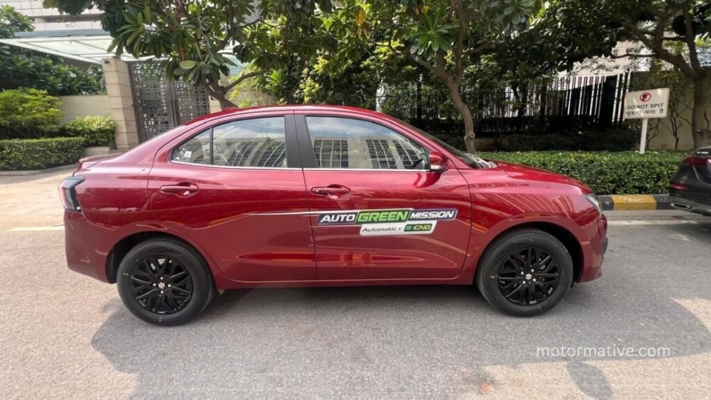 Maruti Dzire CNG AMT front profile with updated CNG AMT powertrain