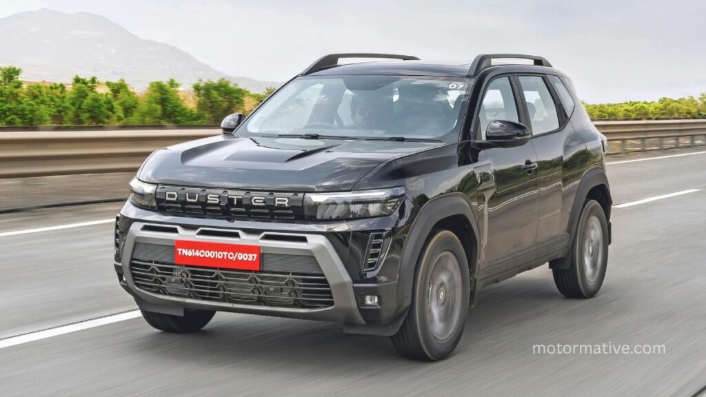 Renault Duster Hybrid front profile showing its new hybrid powertrain