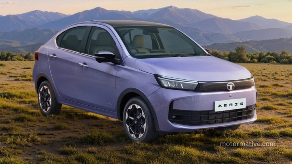 Tata Aeris front profile showing its updated compact sedan design